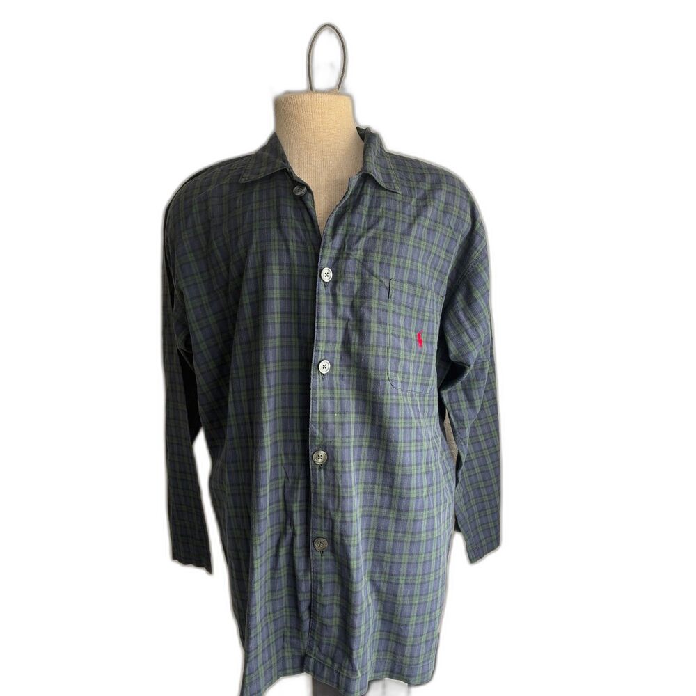 Polo Ralph Lauren Men Button Down Shirt Size M Tartan Shirt Cotton Long Sleeves